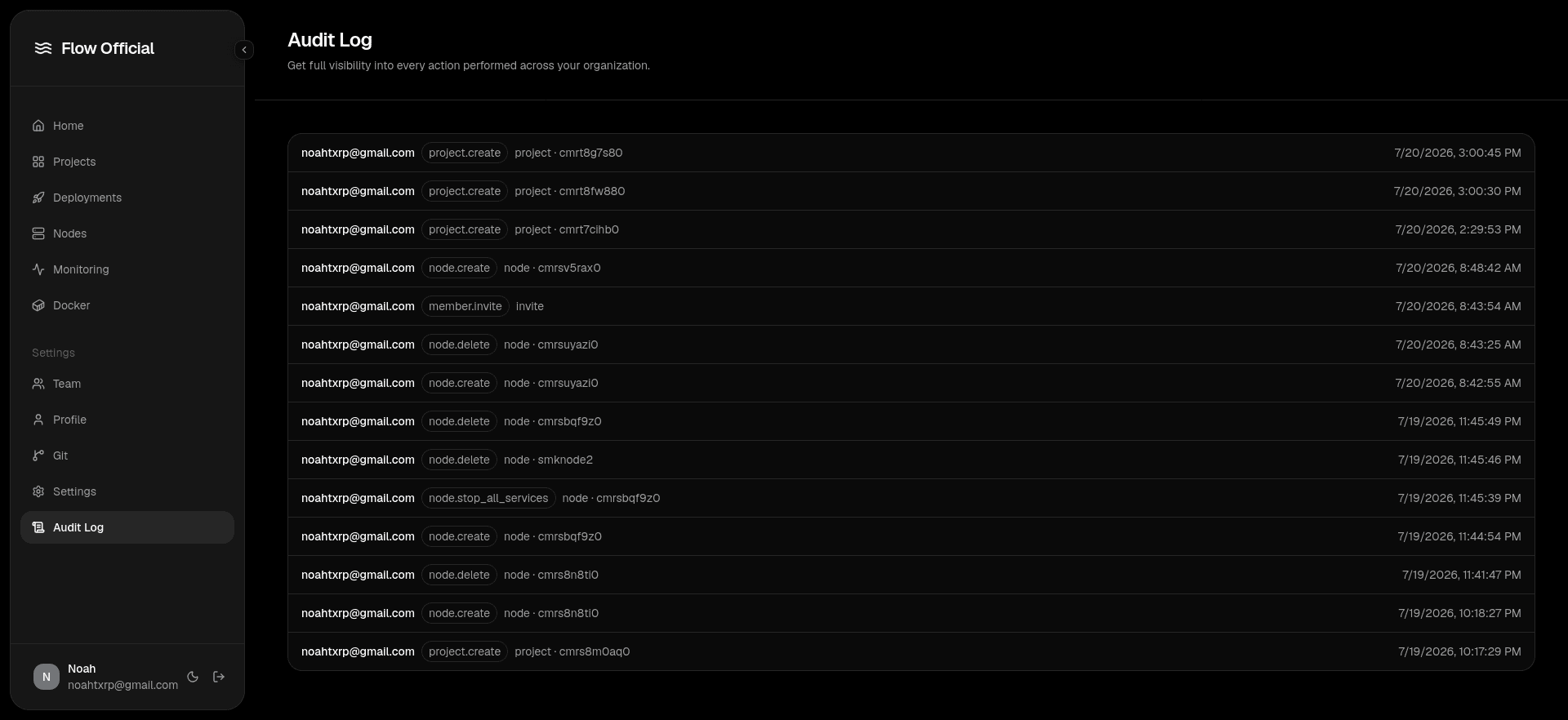 Flow audit log